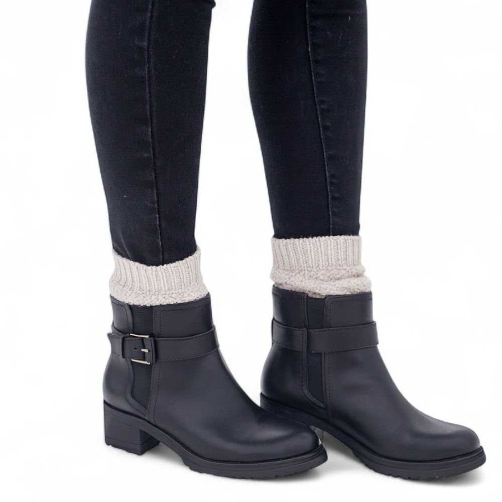Cole Haan Catherine Waterproof Lug Sole Side Zip Booties Ankle Strap Buckle 5M